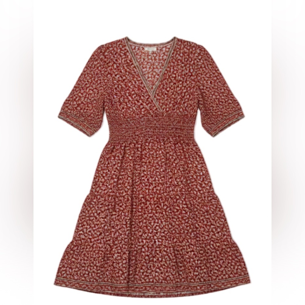 Max Studio Red and White Patterned Midi Dress
